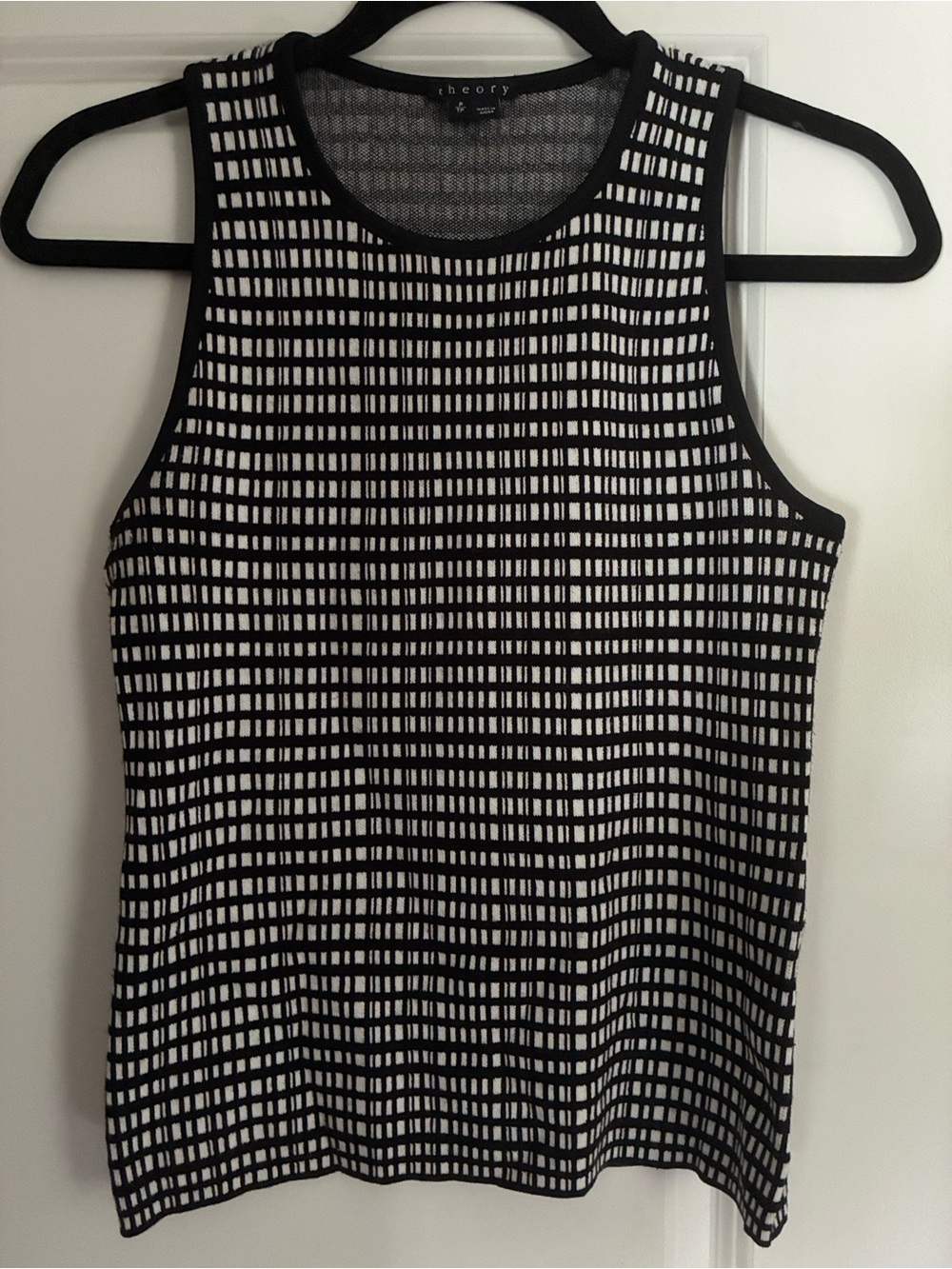 Theory Black and White Grid Tank Top